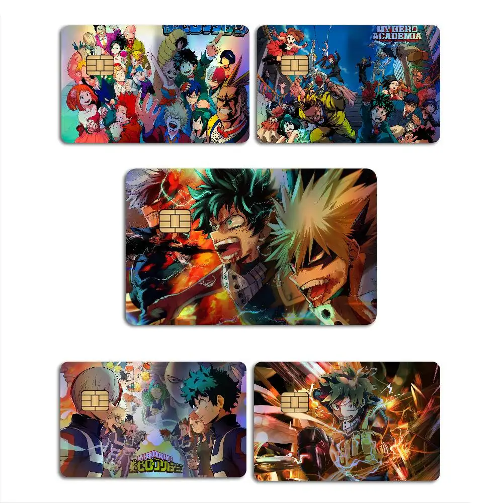 Anime M-My Hero Academia Laser Glitter Bank Card Stickers Fashion Multi Scene Art Decor Decals