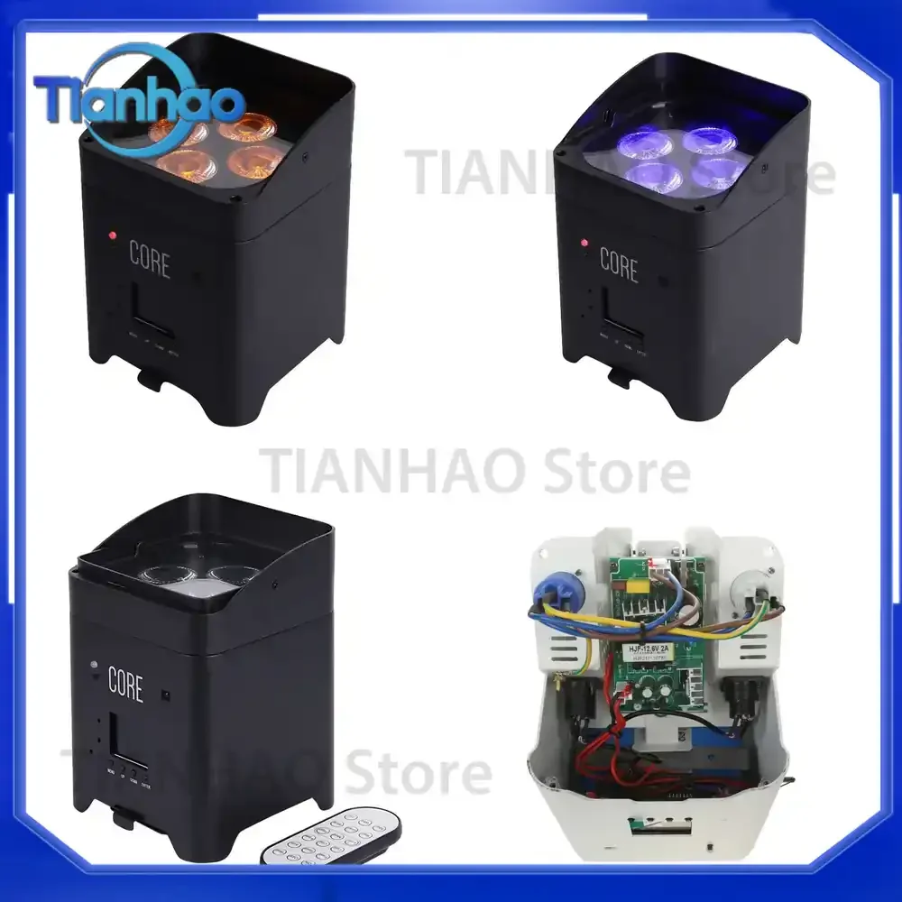 4X18W UV 6-in-1 DMX512 LED Par Light with Smartphone Control Battery Powered Uplights for Wedding Events PowerCON IN & OUT