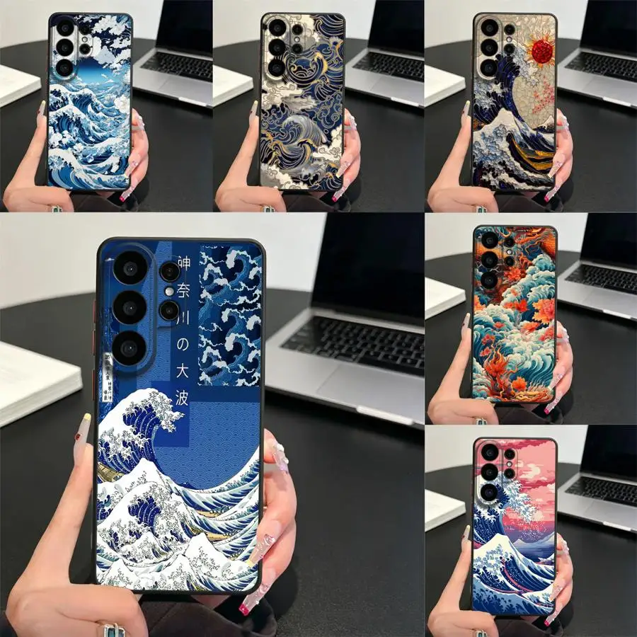 Case for Samsung Galaxy S26 S22 Note 20 Ultra 10+ S23 FE S25 Ultra S21 S20 FE S24 Plus Funda Back Phone Cover Cobalt Reef Surf
