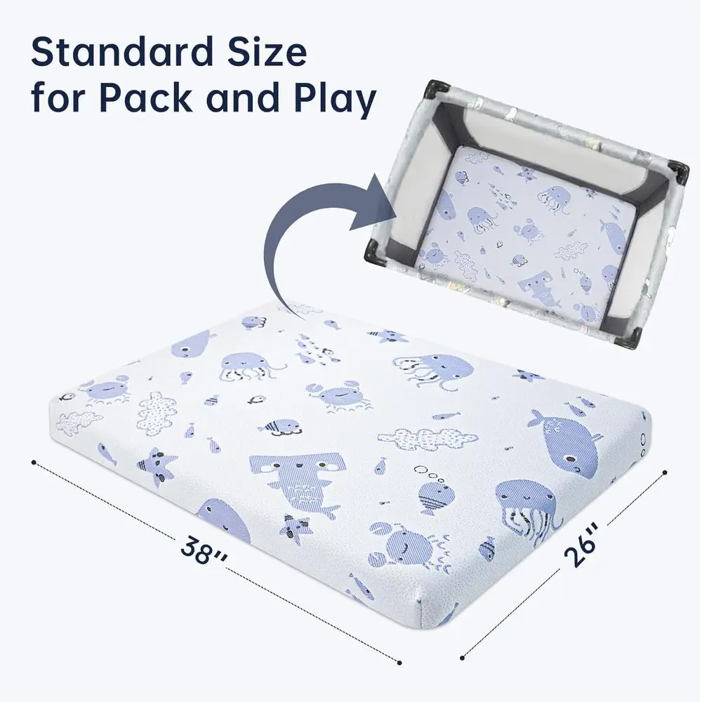 مرتبة إسفنجية ميموري فاخرة مزدوجة الجوانب، مقاس 38 × 26 بوصة، غطاء خفيف الوزن وقابل للإزالة للعب الطفل #2