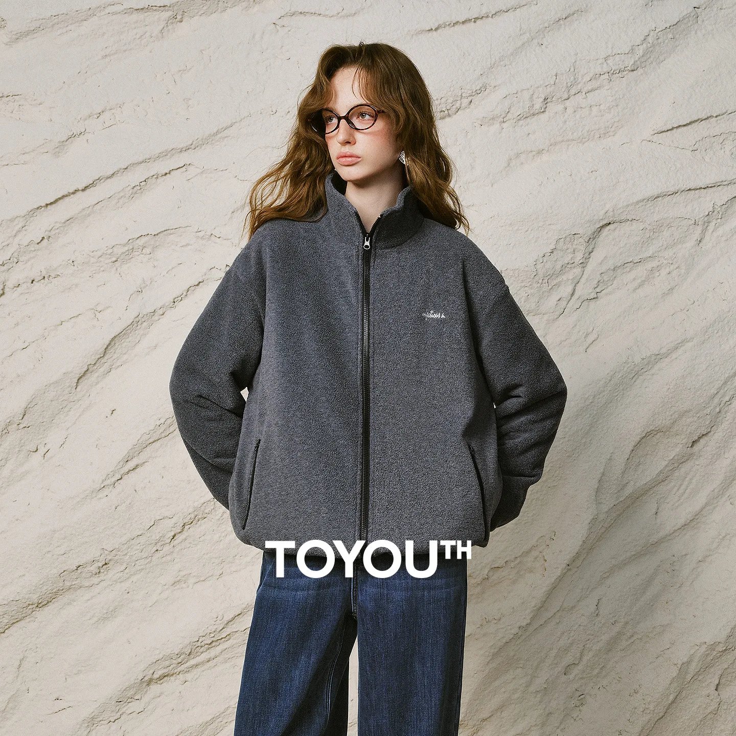 TOYOUTH Women Padded Coat 2026 Winter New Quilted Fleece Loose Drop Shoulder Apricot Style Outerwear