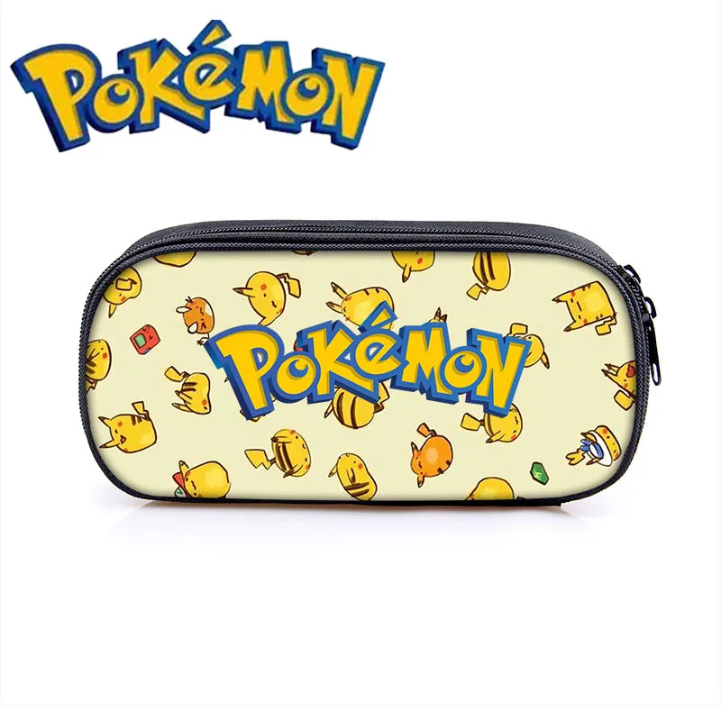 Bolsa de lápices Pokémon Pikachu peripheral para niños, papelería para niños, caja de almacenamiento, bolsa de lápices de una sola capa, regalo de cumpleaños