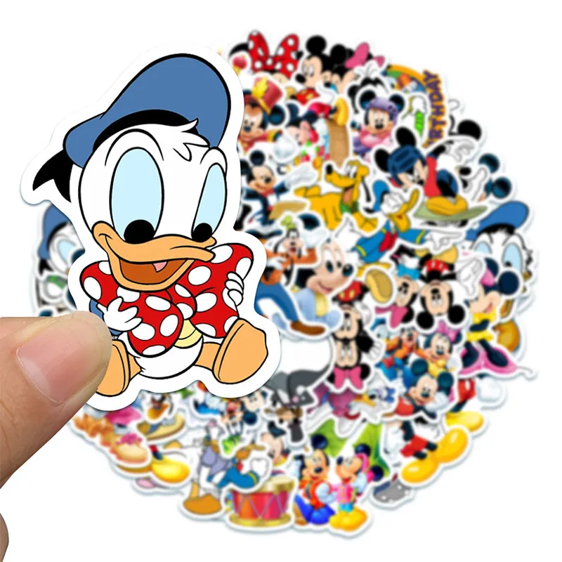 50PCS KAWAii Mickey Mouse DIY Stickers Phone Trunk Refrigerator Waterproof Anime Stickers Anime Figure Image Toys Sticker Gift