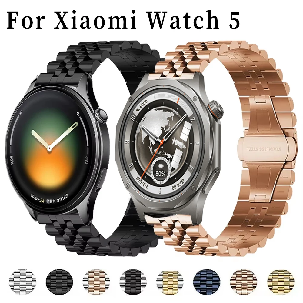 22mm Metal Strap for Xiaomi Watch 5/Oneplus Watch 4/Lite Stainless Steel Bracelet Watchband for Oppo Watch S/X3/X2 Bracelet Band