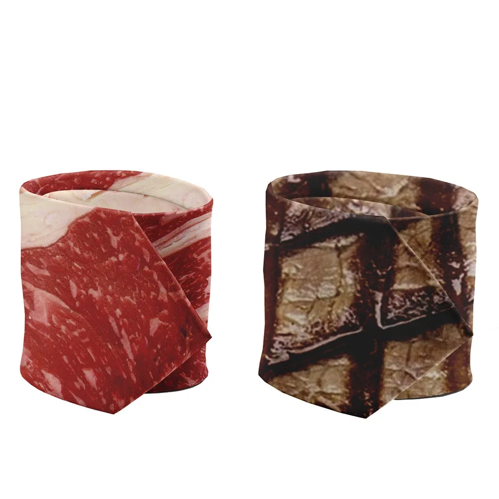 Casual 8cm Meat Style Design Tie Adjustable Soft Hot Food Printing Tie Hand Tied Narrow Steak Food Printing Men Necktie Shirt