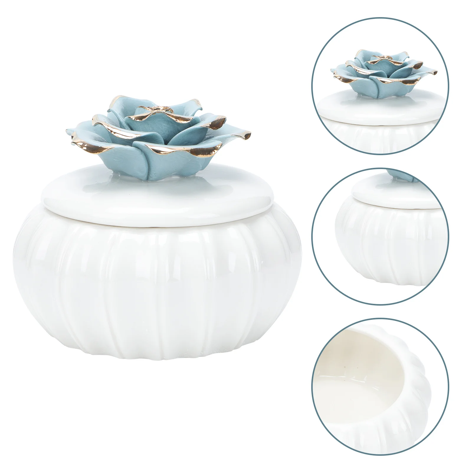 

Porcelain Decoration Decorative Boxes with Lids Roses Blue for Storage Vintage Home