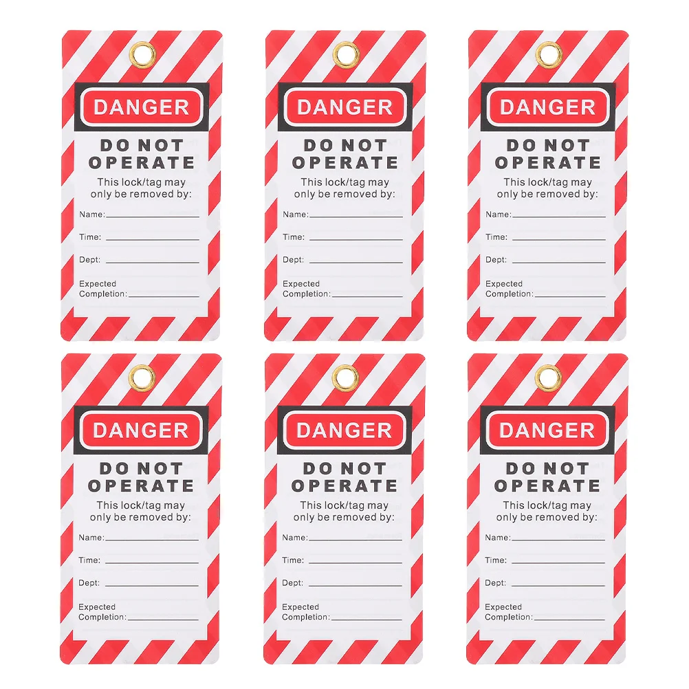 6Pcs Industrial Safety Warning Tags Lockout PVC Labels Do Not Operate Equipment Repair Warning Signs Factory Use
