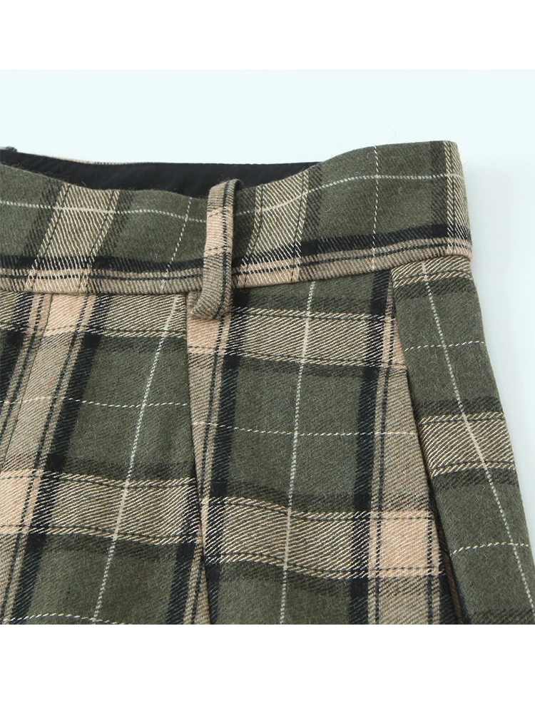 Frauen Herbst Neue Hosen 2025, Weibliche Mode Grid Print Hohe Taille Breite Bein Hosen Frauen Hight Street Freizeit Hosen ﻿