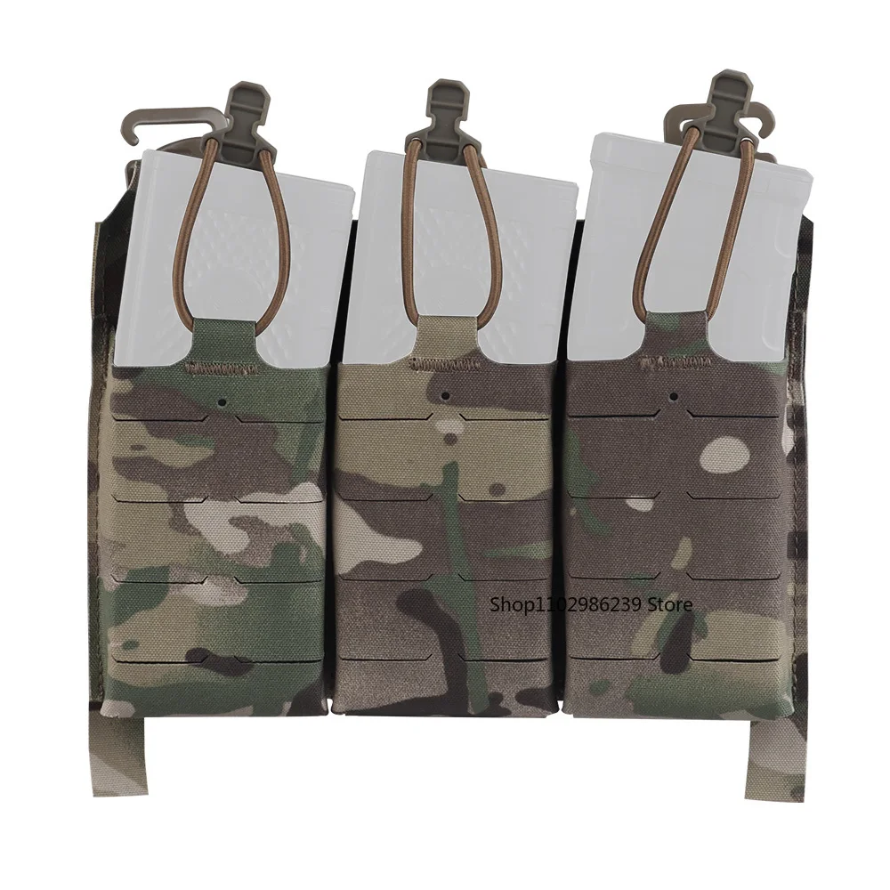 Tactical Triple 5.56 Mag Pouch G-Buckle &amp; Magic Patch Mount Front Panel MOLLE Airsoft Hunting FCPC V5 Vest Accessories