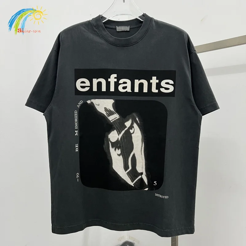 

Винтажная черная футболка 24SS из тяжелого хлопка с эффектом потертости, мужская и женская уличная одежда, футболки большого размера в стиле ретро, футболки с графическим принтом