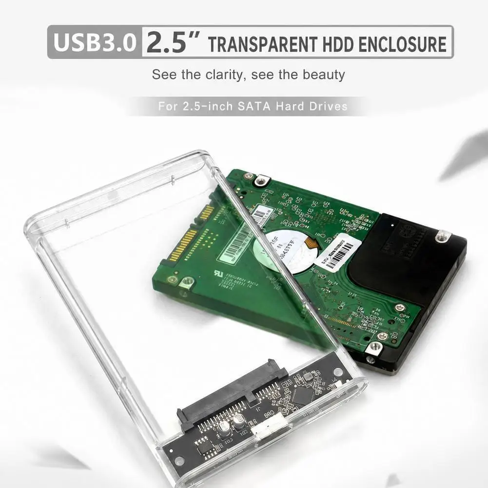 Type C Hard Drive Enclosure With Smart LCD Display UASP TRIM 2.5" SATA HDD SSD Storage Case External Hard Drive Case For Laptop