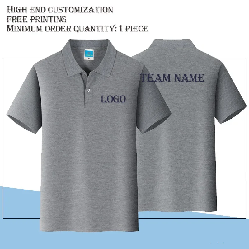 Camisa polo personalizada com logotipo próprio para homens, bordado, digital, impressão de seda, roupas, manga curta, top, verão uniformes