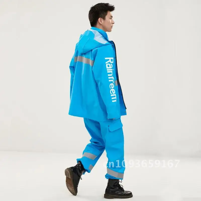 

Winter Work Thickening Adult Split Raincoat Rain Pants Suit Rainproof Protect Plush Outdoor Riding Raincoat Gear Hiking Hooded