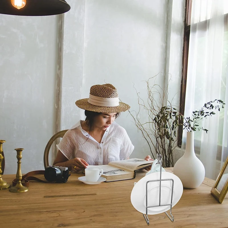 

8Pcs Tea Cup and Saucer Display Stand Holder Rack Metal Cup Saucer Holder Tea Cup Holder Display Coffee Mug Organizer-A57M