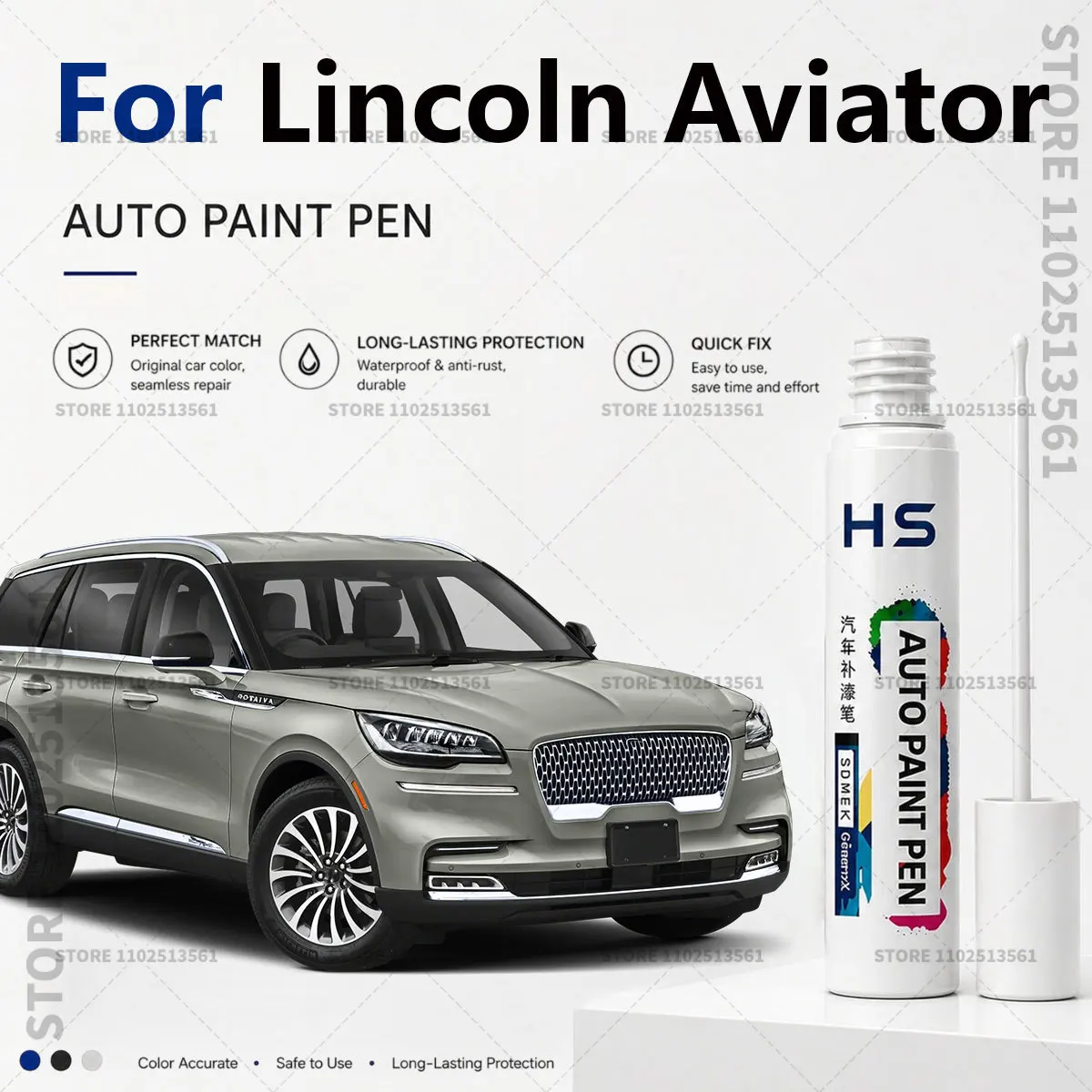 

Touch Up Paint Pen – Quick Car Scratch Repair for Chips & Minor Scratches For Lincoln Aviator Blue Infinite Black White Red