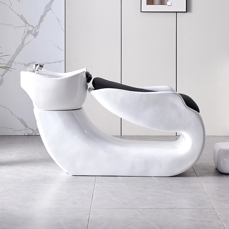 Hair Salon Lying Half Shampoo Chair Hair Salon Special Flush Massage Couch Ceramic Basin Salon Bed