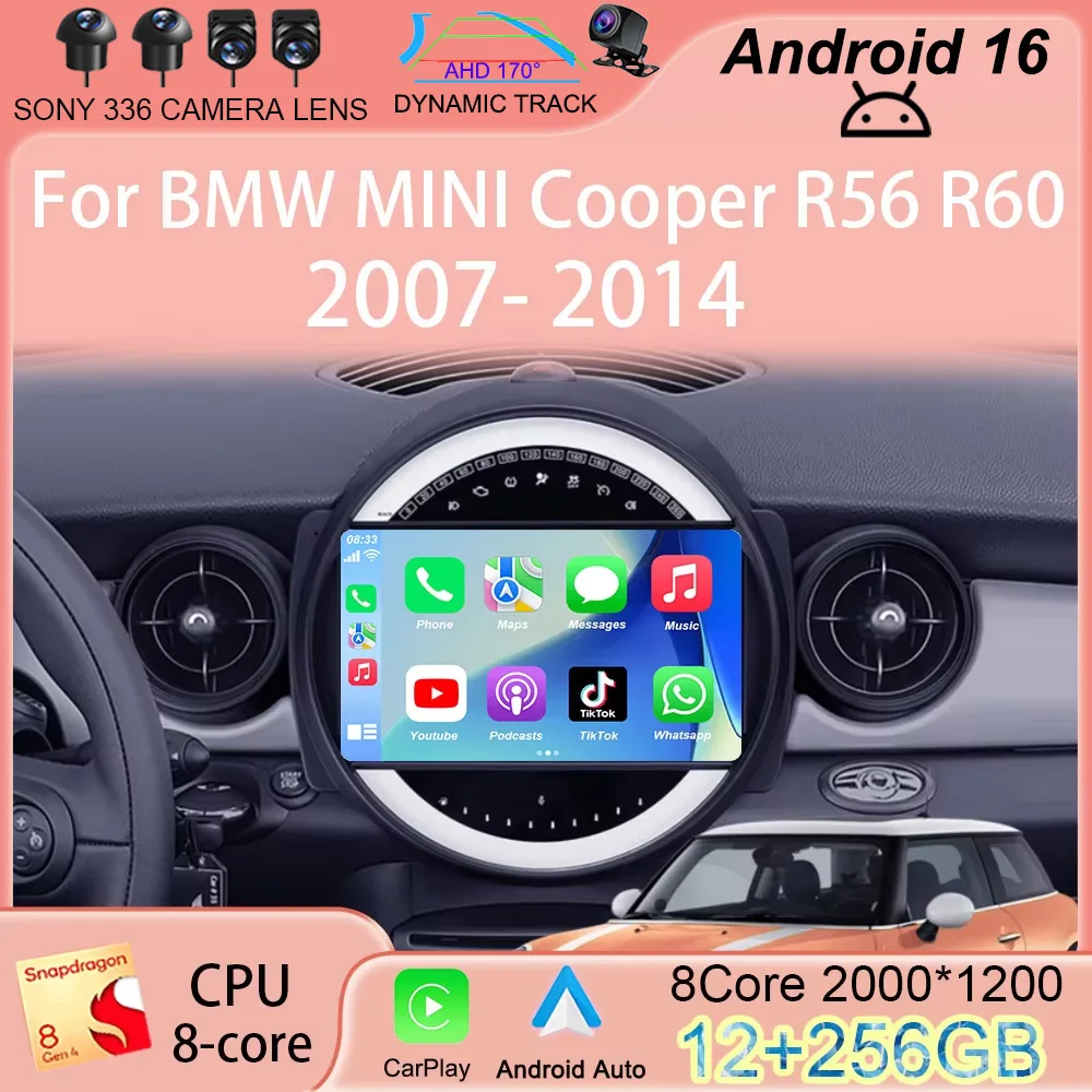 Bmw Mini R60 Android Автомагнитола Android 16 QLED для BMW MINI Cooper R56 R60 2007-2014 ...