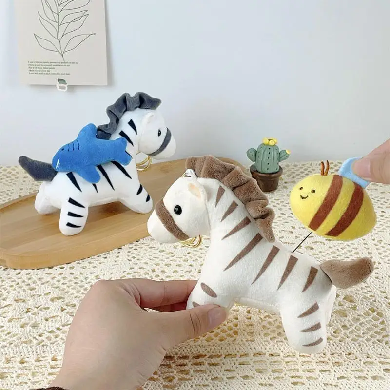 Bonito pullable pelúcia zebra pingente chaveiro kawaii mochila pingente decoração acessórios macio pelúcia boneca brinquedo presentes das crianças
