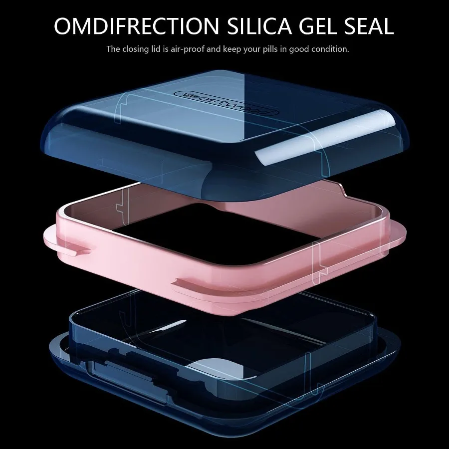 Small Pill Case Travel Pill Box Portable Pill Container for Purse or Pocket Daily Medicine Organizer Waterproof 4 Compartment C