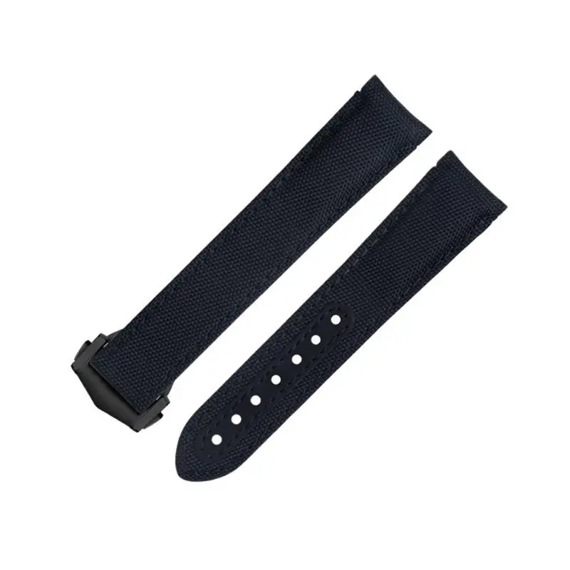 HAODEE 20mm Black Line High Density Nylon Cowhide Watchbands For Omega AT150 Seamaster 300 Planet Ocean De Ville Speedmaster