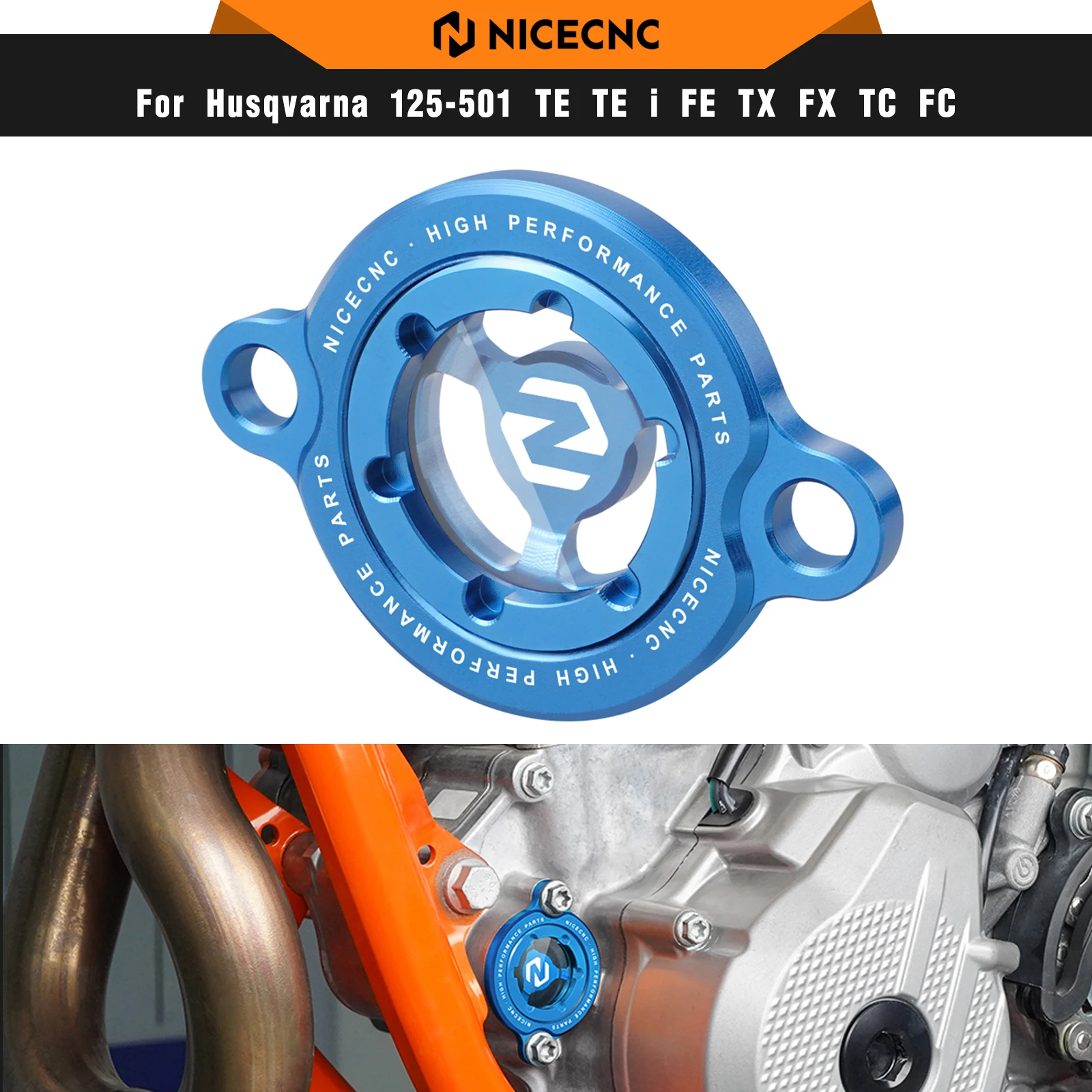 NICECNC For Husqvarna FE 250 FE 350 2014-2025 FE 450 FE 501 FX 350 FX 450 2017-2025 2024 Transparent Engine Oil Filter Cap Cover