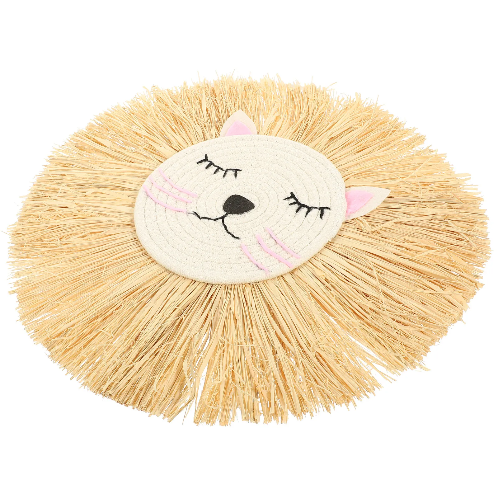 Cartoon Lion Head Woven Wall H - Macrame Wall Hanging review and price