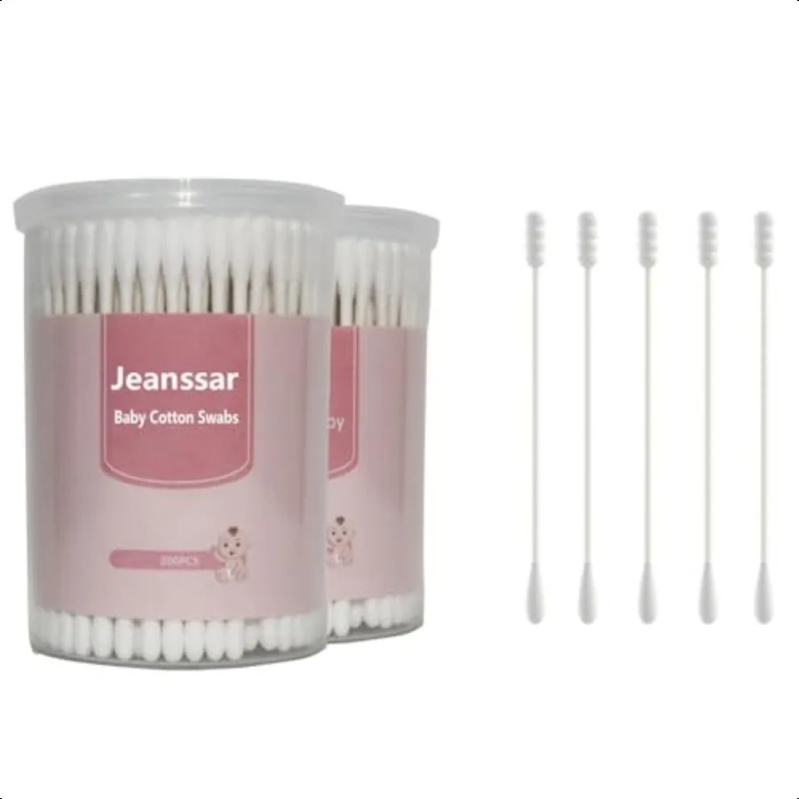 400count Органические ватные тампоны для младенцев и детей с круглой головкой Qtip для детских ушей, носа, 100 хлопковых бумажных палочек с двойным наконечником