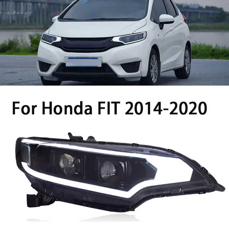 

Car Headlights For Honda Fit 2014-2020 Headlight Modified With LED Lenses DRL Streamer Turn Signals Lights Auto Assemblies