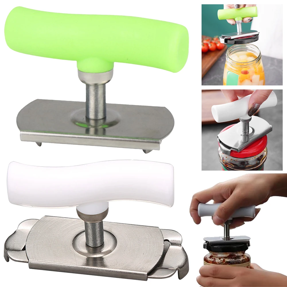 Abridor de tarros de acero inoxidable, herramienta de abrebotellas que ahorra trabajo, desatornilla la tapa, abrelatas multifuncional, Gadget de cocina ajustable