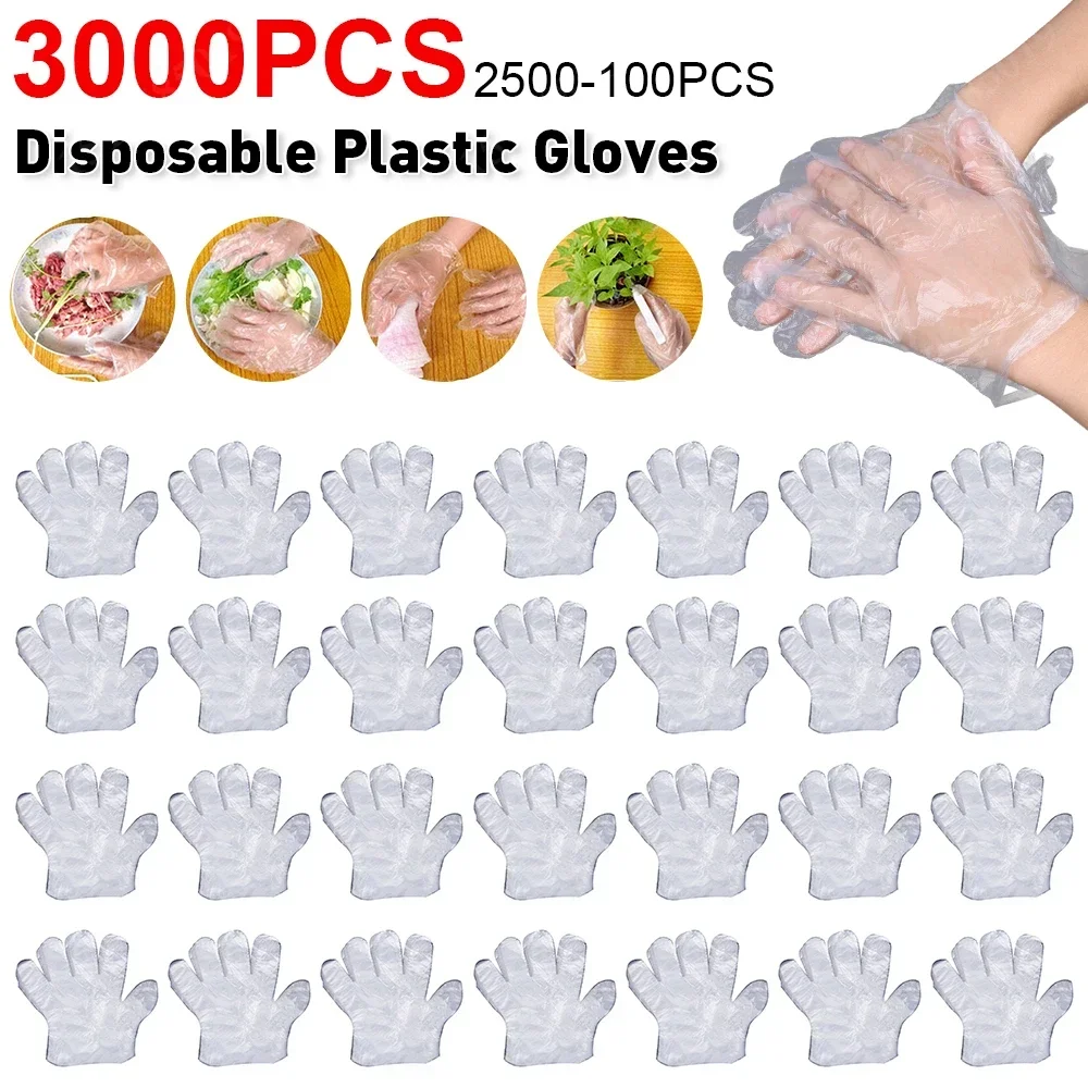 

3000-100 шт. одноразовые перчатки, пластиковые перчатки, прозрачные перчатки для чистки кухни и ванной комнаты для DIY, кухонные аксессуары