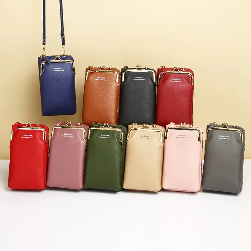 

Mobile Phone Bag Vertical Square PU Leather Bag Integrated Women's Wallet Korean Mini Zipper Student Zero Wallet