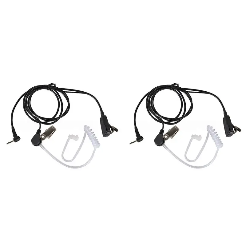 A52T 2X Walkie Talkie 2.5Mm Earpiece 1 Pin Covert Acoustic Tube Earpieces Headset With PTT Mic For Motorola Talkabout MH230R