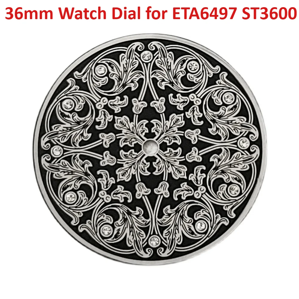 

36mm Retro Floral Watch Dial for ETA6497 ST3600 Movement Modified Dials Mechanical Watches Accessories