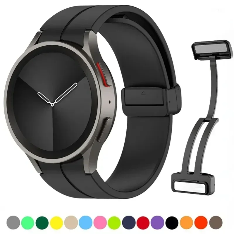 

Silicone Band for Samsung Galaxy Watch 6 5 4 Classic Strap 47mm 43mm 44mm 40mm Magnetic Buckle for Galaxy Watch 5 Pro 45mm