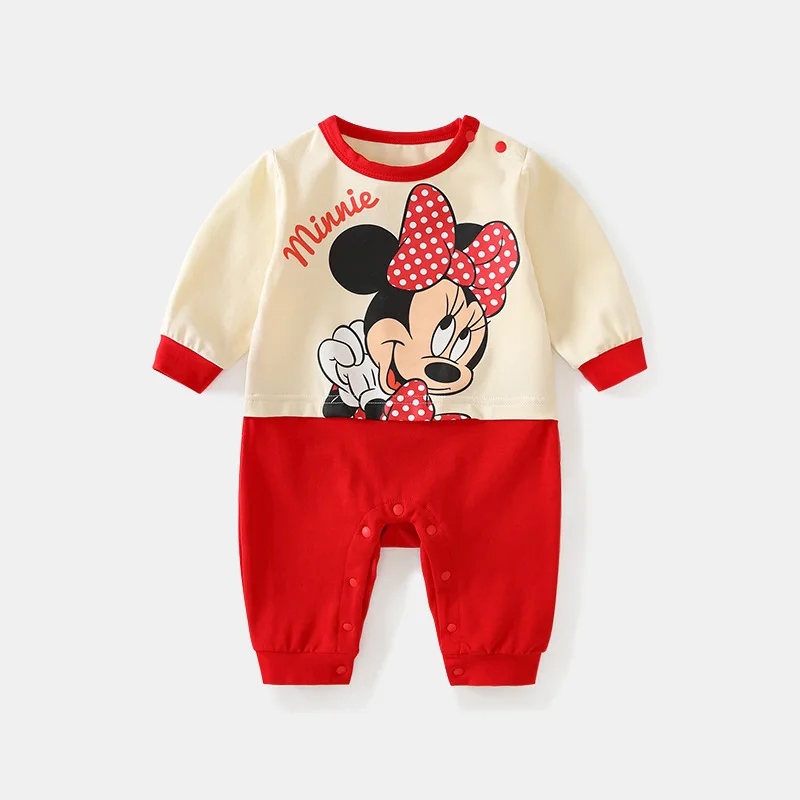 2024 Disney cartoon Newborn Infant Baby Boys Girls Romper Playsuit Overalls Cotton Long Sleeve Baby Jumpsuit Newborn Clothes