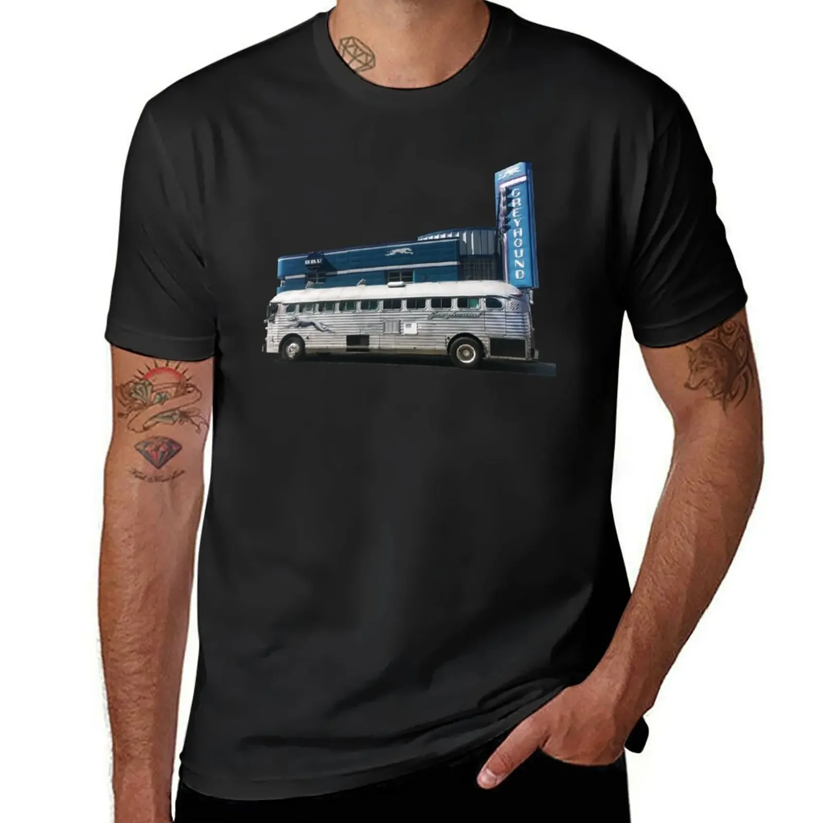 

Greyhound Bus in Front of Station T-Shirt anime t shirts vintage t shirts plain mens cotton t shirts
