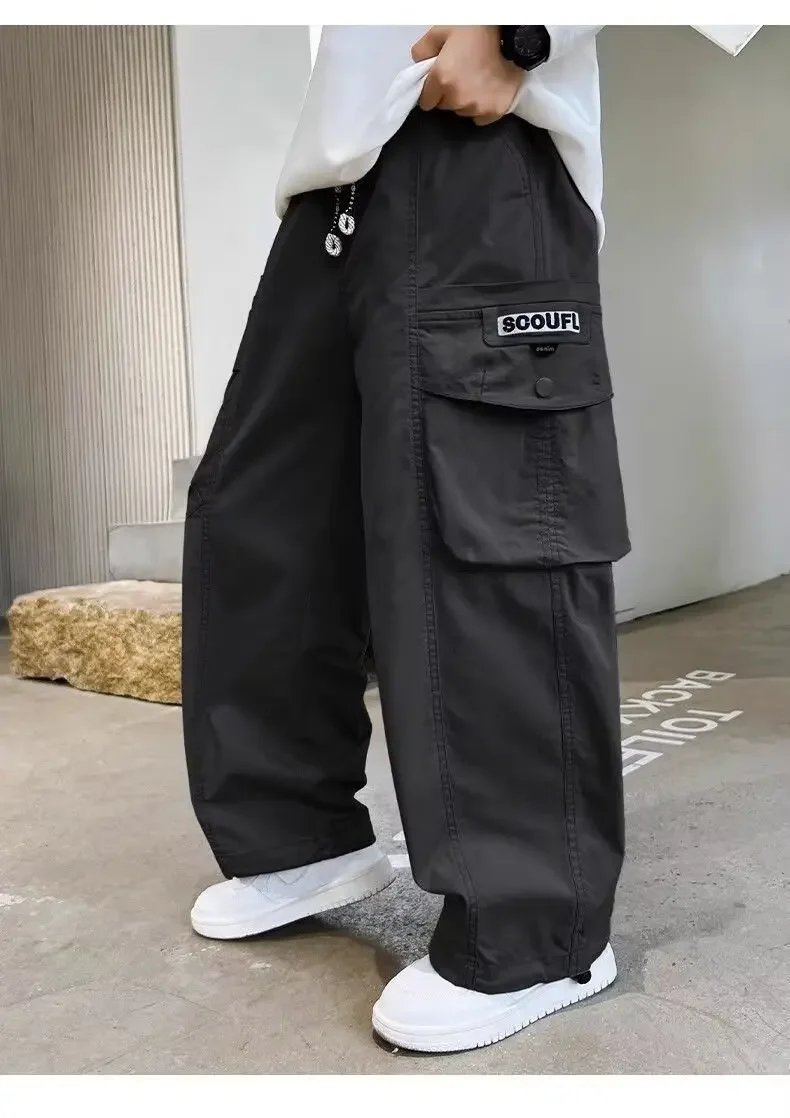 ZOETOPKID Neue Jungen-Freizeithosen Herbst Kinder Lose Baumwoll-Sporthosen Schwarze Hosen für Kinder Frühling Kinderbekleidung – Detail 6