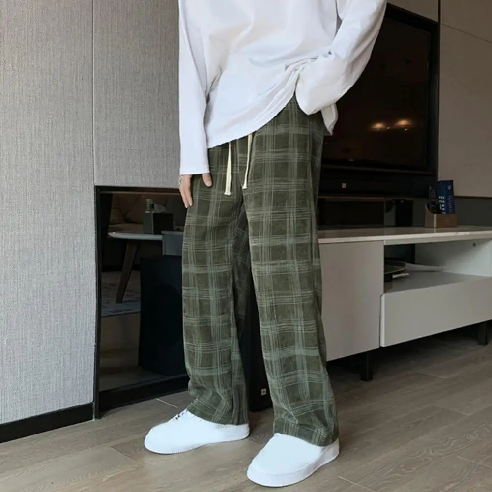 Celana kotak-kotak pria/wanita, bawahan lurus kasual S-3XL untuk Hip hop Harajuku musim panas/dingin