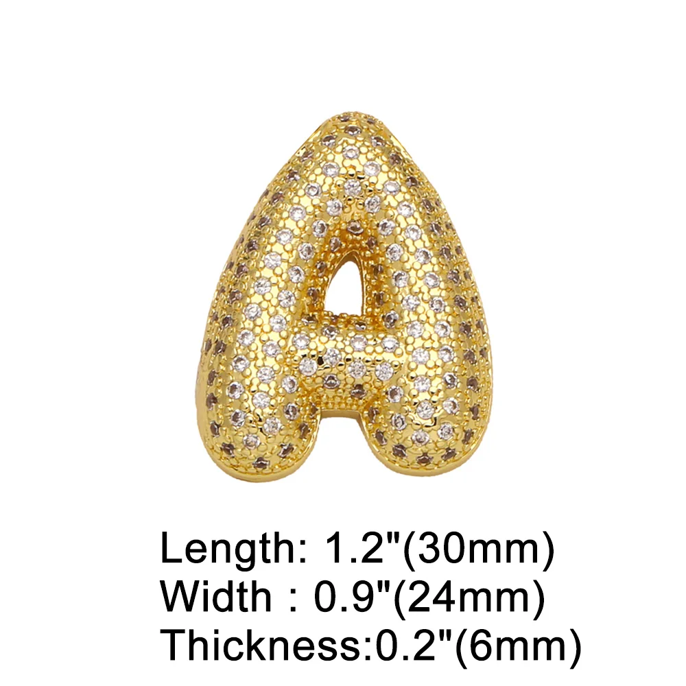 OCESRIO Chunky CZ 26 Initial Bubble Letter Pendant for Necklaces Gold Plated Initial Name Custom Jewelry Making Supplies pdtb558
