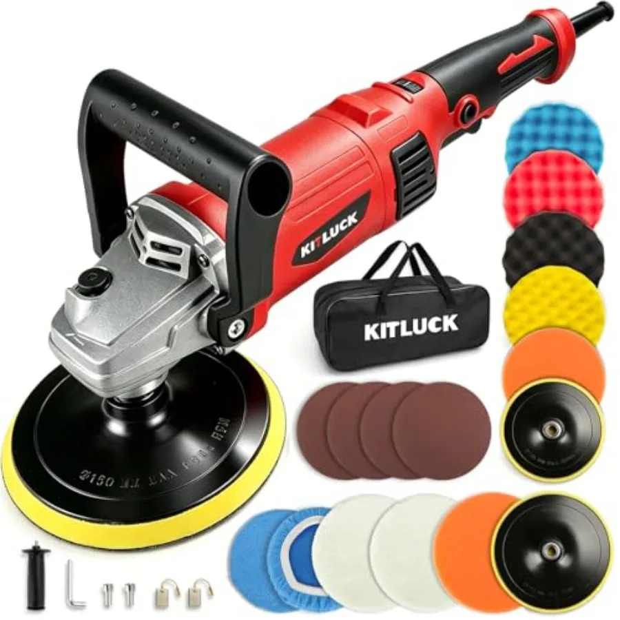 

Buffer Polisher, 12Amp 6/7 Rotary Polisher for Car Detailing, 1400W 7 Variable Speed Car Buffer Polisher Machine, 800-3500RPM,