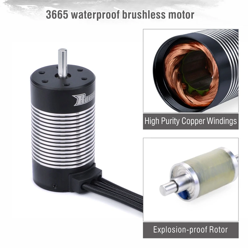 Rocket 3665 Waterproof Brushless Sensorless Motor For TRAXXAS 1/10 Short Truck RC Car