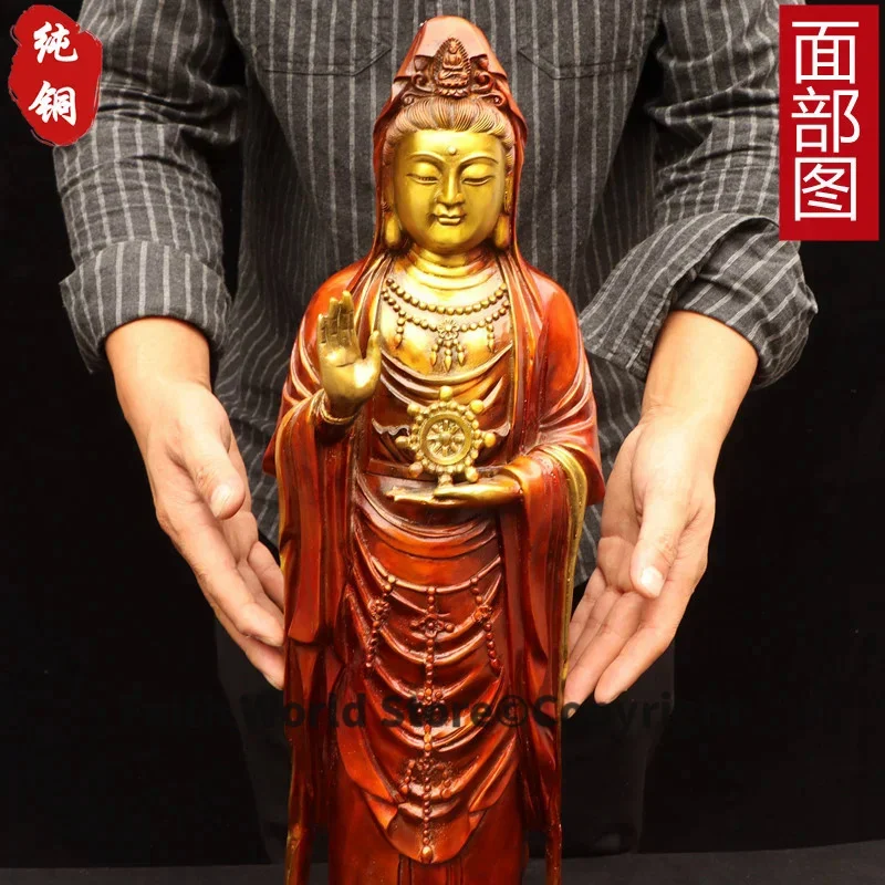 66CM Large Asia Nanhai Putuo Guanyin brass buddha Home temple Shrine Effective protection safety healthy bring Good luck money