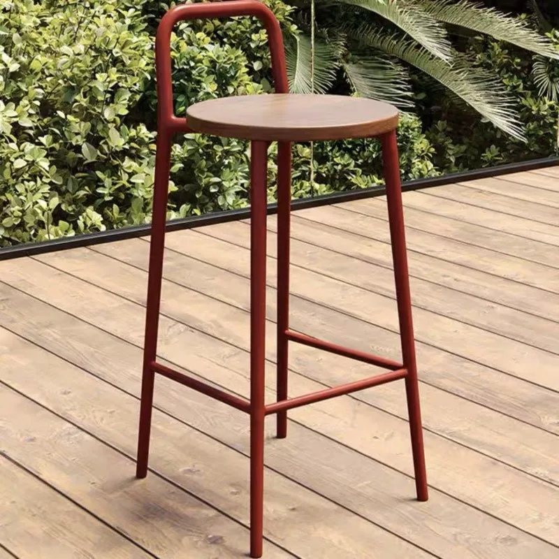 Nordic modern bar stool simple light luxury designer outdoor chair home network red back color wood tall counter stools