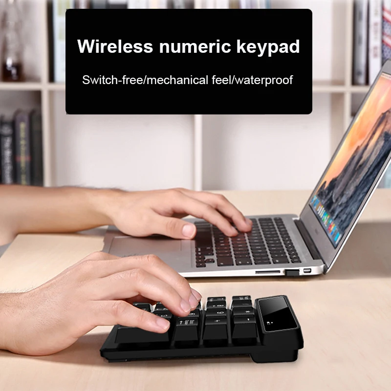 2.4G لوحة المفاتيح الرقمية اللاسلكية يشعر الميكانيكية 19 مفاتيح Numpad مفاتيح عدد لوحة المفاتيح الرقمية السلكية لأمهام المحاسبة الكمبيوتر لوحة المفاتيح #3