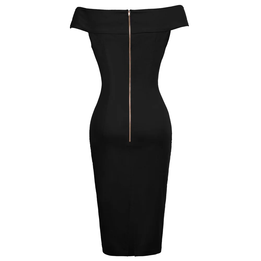 Belle Poque Sexy Women Retro Vintage Off spalla abiti fianchi avvolto office lady work business Bodycon matita uscire abito