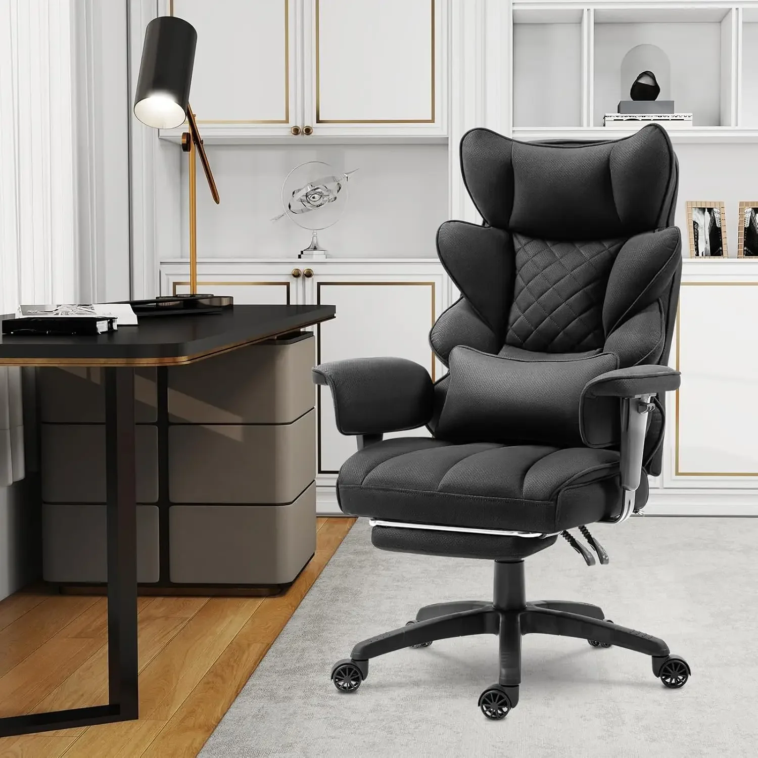 Dowinx Big and Tall Office Chair with Pocket Spring Cushion and Lumbar Support,High Back Computer Gaming Chair with Adjustable.