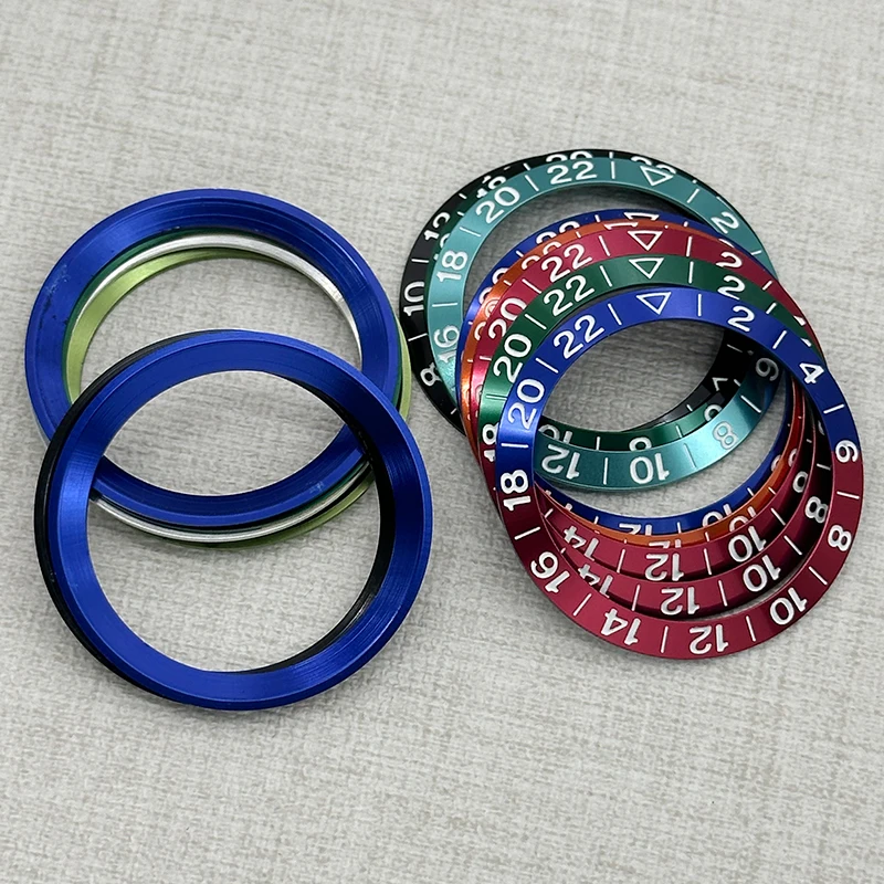 38mm Watch Bezel SKX007 Aluminum Beveled Bezel Compatible SKX007 SKX009 SRPD NH35 NH34 NH36 GMT Mechanical Movement Watch Bezel