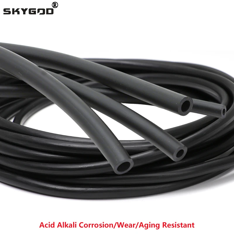 1-10M Fluorine Rubber Hose ID2 3 4 5 6 7 8 10 12 14 16 18 19 25mmBlack Acid Alkali Corrosion/Wear/Aging Resistant FKM Viton Tube