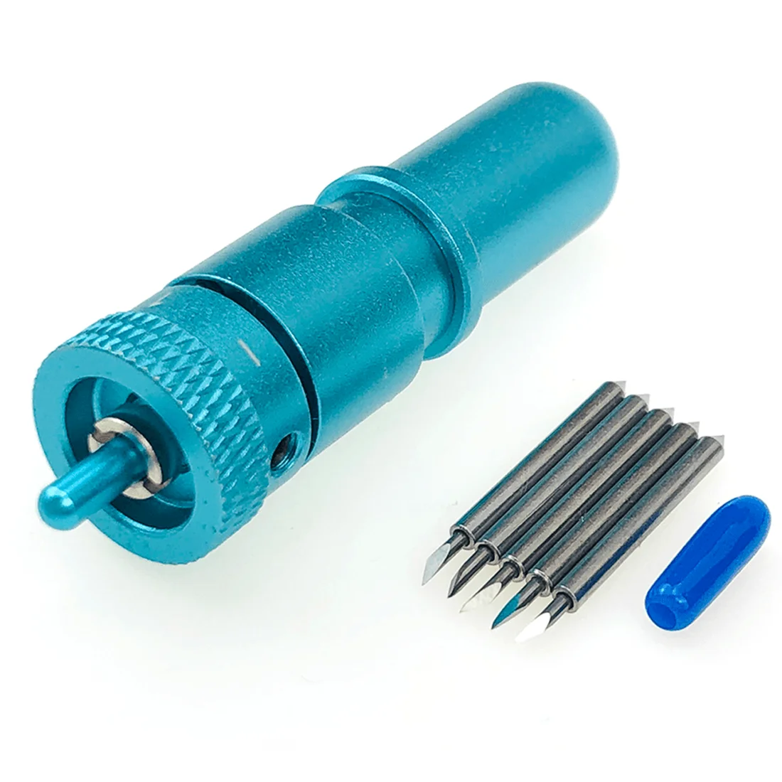 Deep Point 5pcs 60 Degree Plotter Blade Tungsten Steel Vinyl Cutter for Cricut + 1pc Blue 11 Level Adjustable Blade Holder