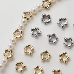6PCS Dainty Irregular Flower Shape Septal Beads Jewelry Making Bracelet Necklace DIY Brass 14k Gold Plated Accessories 9*9.2mm